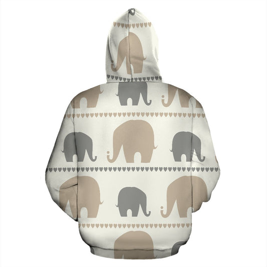Elephant Cute All Over Zip Up Hoodie
