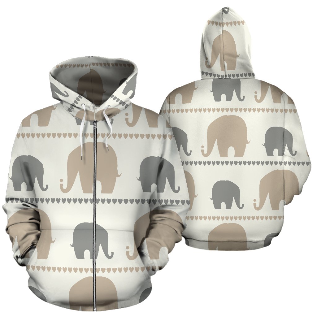Elephant Cute All Over Zip Up Hoodie