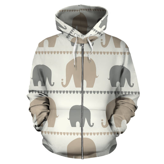 Elephant Cute All Over Zip Up Hoodie