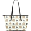 Elephant Cute Large Leather Tote Bag