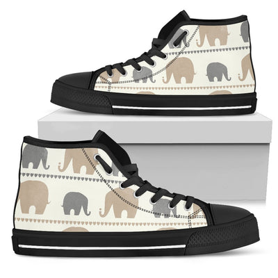 Elephant Cute Men High Top Shoes
