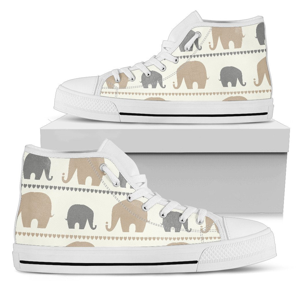 Elephant Cute Men High Top Shoes