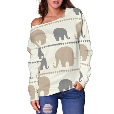 Elephant Cute Off Shoulder Sweatshirt
