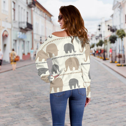 Elephant Cute Off Shoulder Sweatshirt