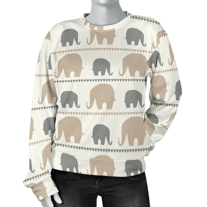 Elephant Cute Women Crewneck Sweatshirt