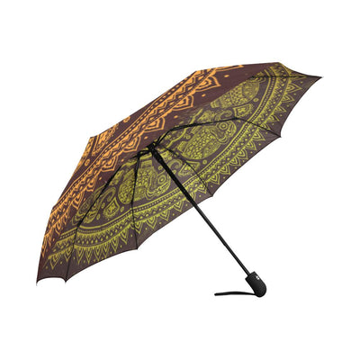 Elephant Gold Mandala Automatic Foldable Umbrella