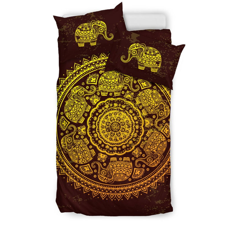 Elephant Gold Mandala Duvet Cover Bedding Set