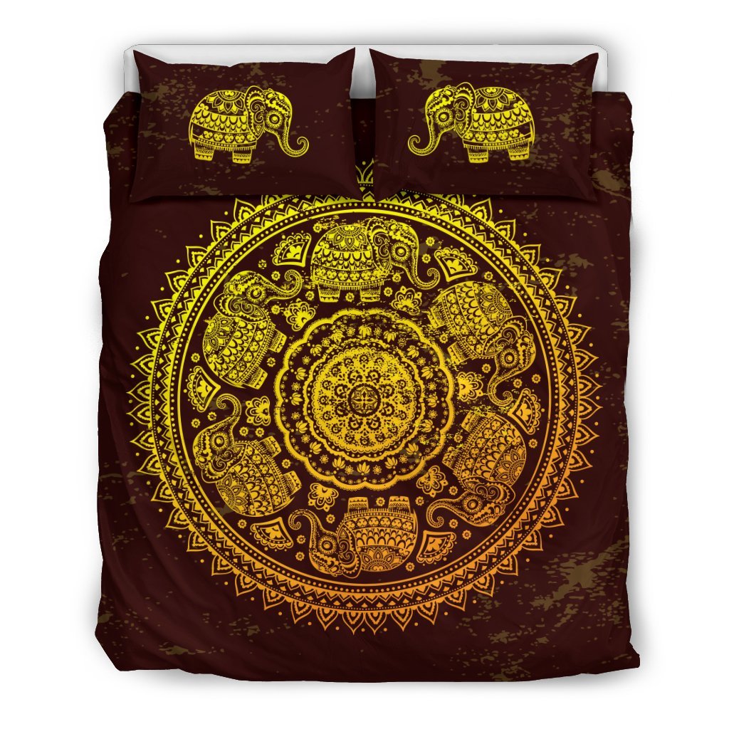 Elephant Gold Mandala Duvet Cover Bedding Set