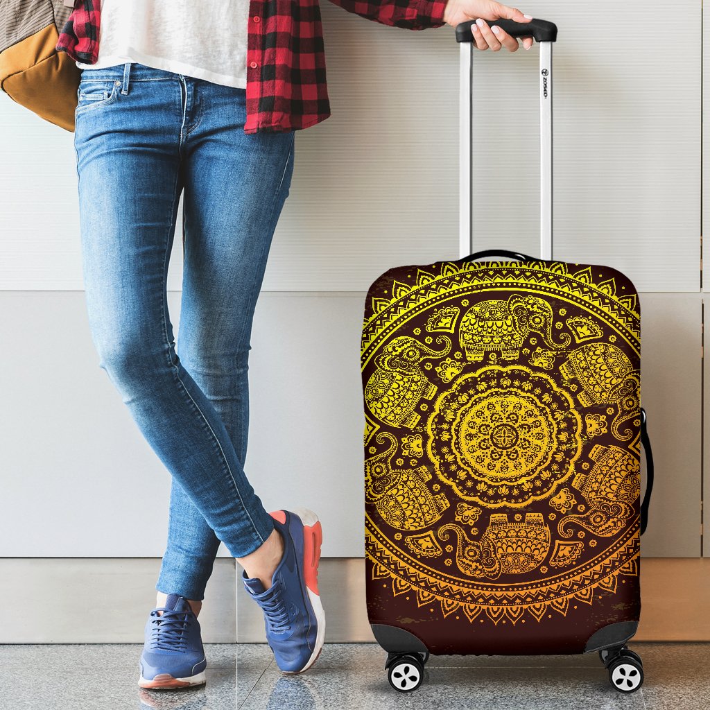 Elephant Gold Mandala Luggage Cover Protector
