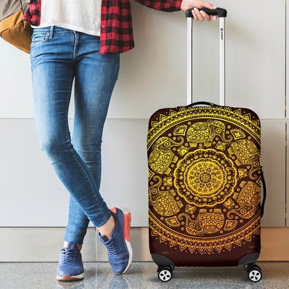 Elephant Gold Mandala Luggage Cover Protector