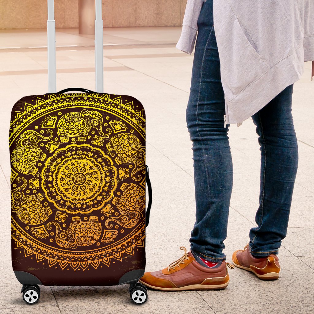 Elephant Gold Mandala Luggage Cover Protector