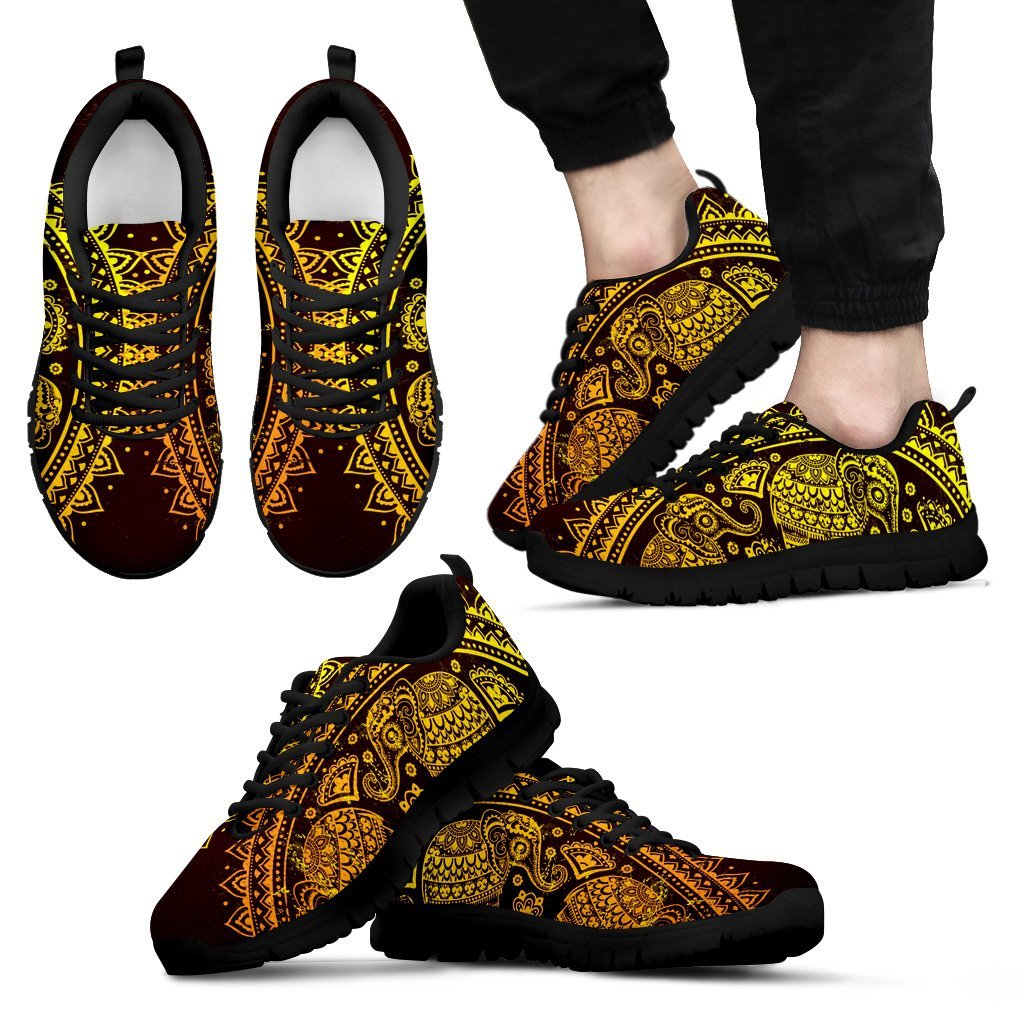 Elephant Gold Mandala Men Sneakers