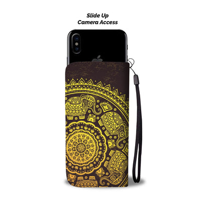 Elephant Gold Mandala Wallet Phone Case