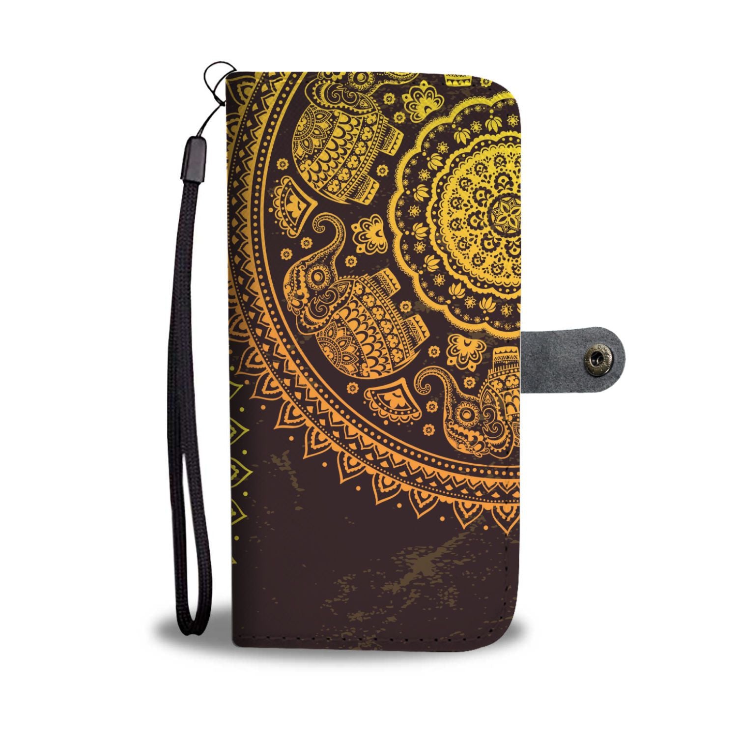 Elephant Gold Mandala Wallet Phone Case