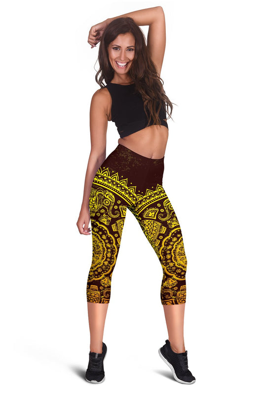 Elephant Gold Mandala Women Capris