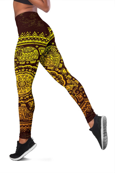 Elephant Gold Mandala Women Leggings