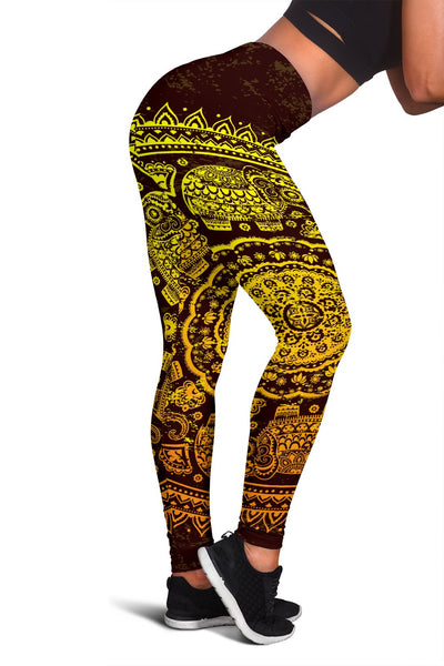 Elephant Gold Mandala Women Leggings