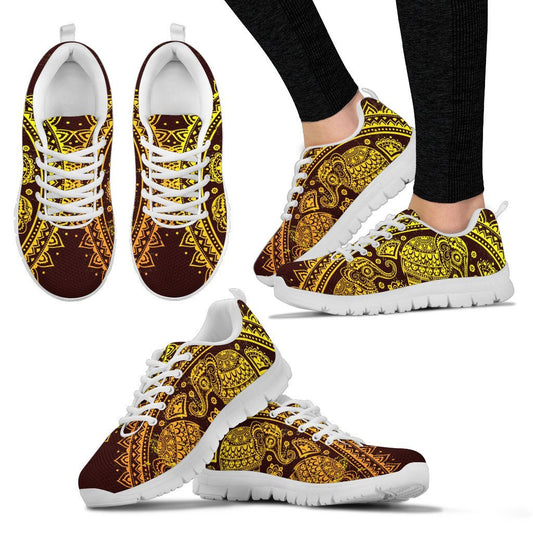 Elephant Gold Mandala Women Sneakers