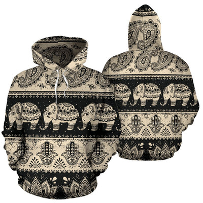 Elephant Hansa Lotus Pattern All Over Print Hoodie