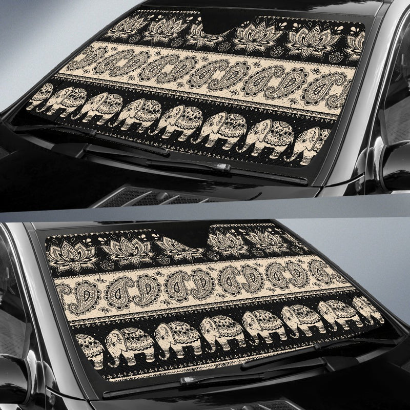 Elephant Hansa Lotus Pattern Car Sun Shade-JorJune