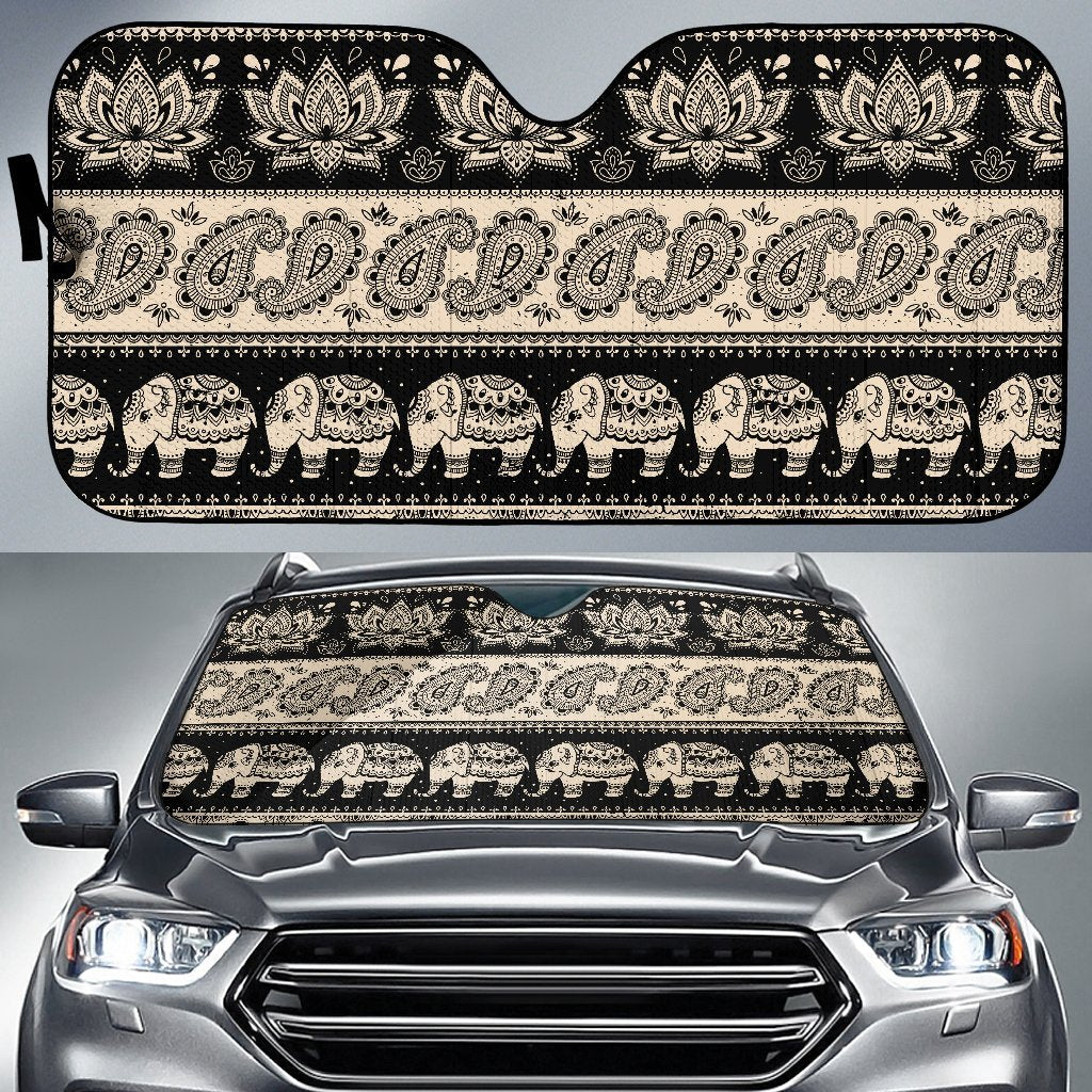 Elephant Hansa Lotus Pattern Car Sun Shade-JorJune