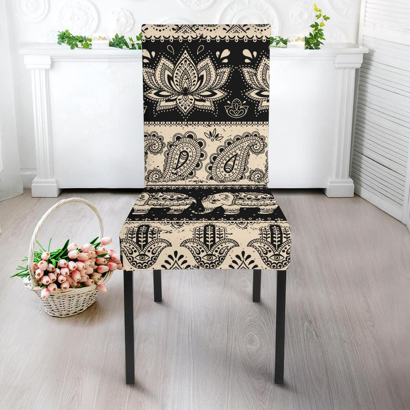 Elephant Hansa Lotus Pattern Dining Chair Slipcover-JORJUNE.COM