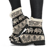 Elephant Hansa Lotus Pattern Faux Fur Leather Boots