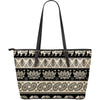 Elephant Hansa Lotus Pattern Large Leather Tote Bag