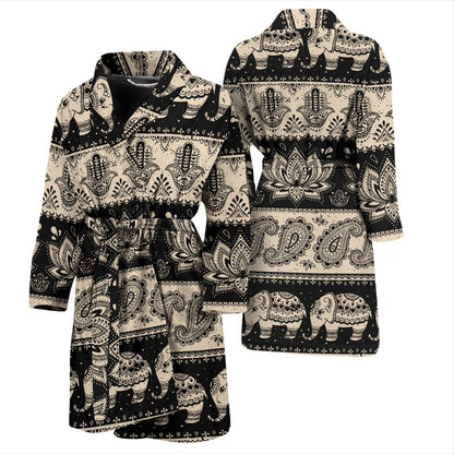 Elephant Hansa Lotus Pattern Men Bath Robe