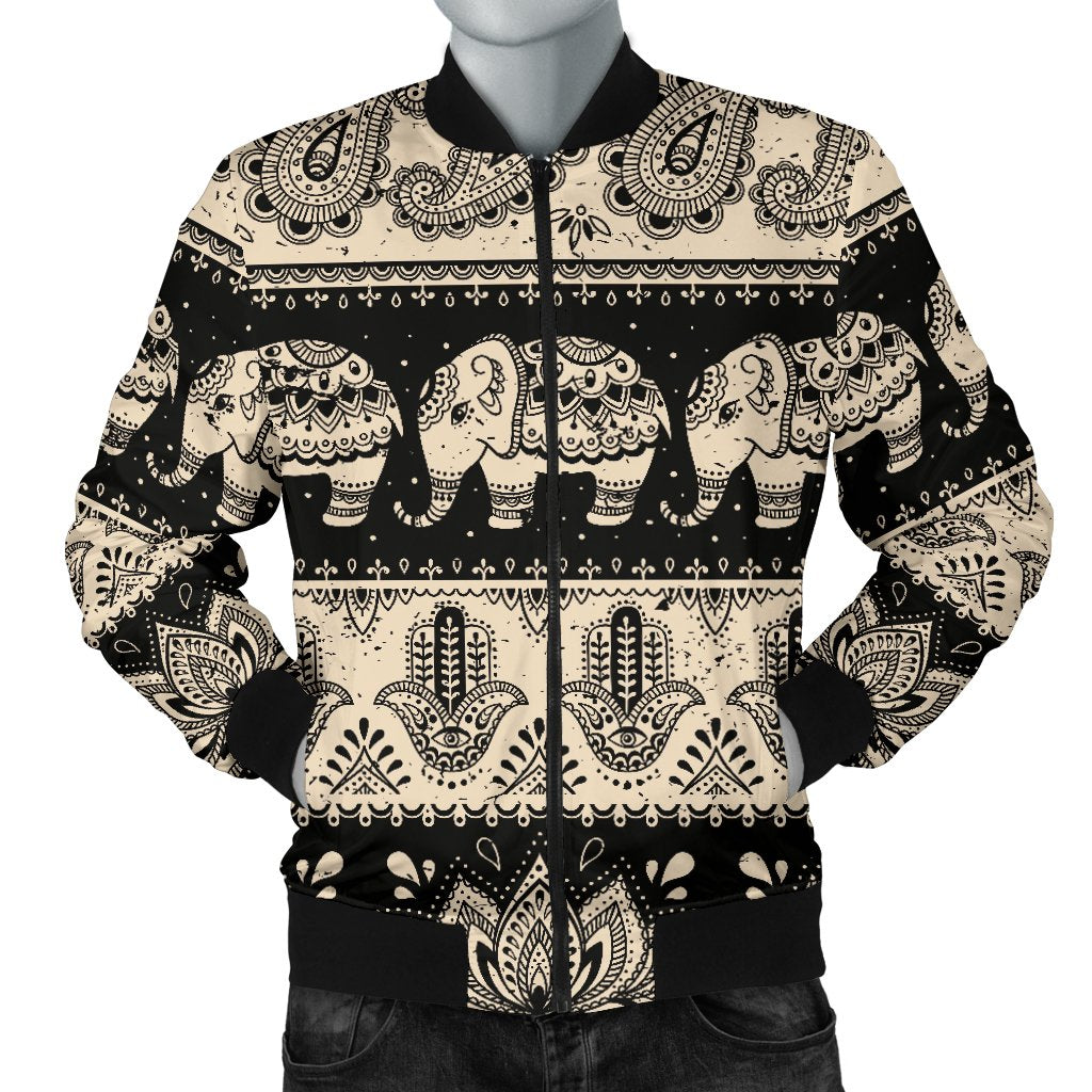 Elephant Hansa Lotus Pattern Men Casual Bomber Jacket