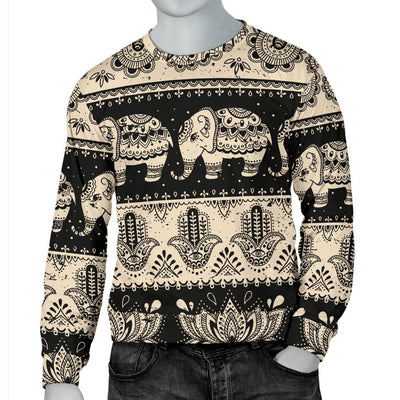 Elephant Hansa Lotus Pattern Men Crewneck Sweatshirt