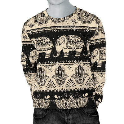 Elephant Hansa Lotus Pattern Men Crewneck Sweatshirt