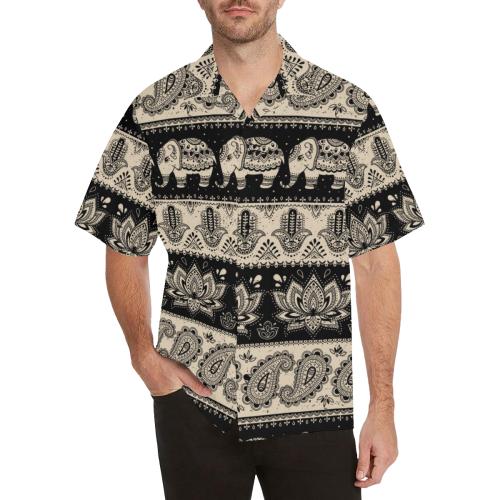 Elephant Hansa Lotus Pattern Men Hawaiian Shirt