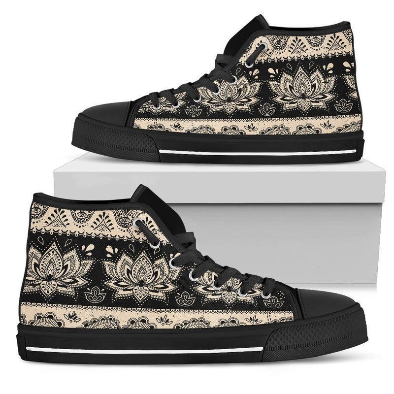 Elephant Hansa Lotus Pattern Men High Top Shoes