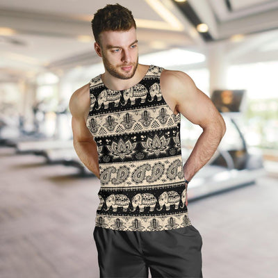 Elephant Hansa Lotus Pattern Men Tank Top