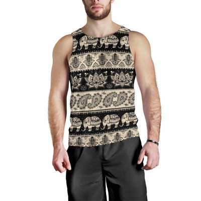 Elephant Hansa Lotus Pattern Men Tank Top