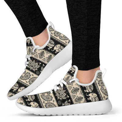 Elephant Hansa Lotus Pattern Mesh Knit Sneakers Shoes