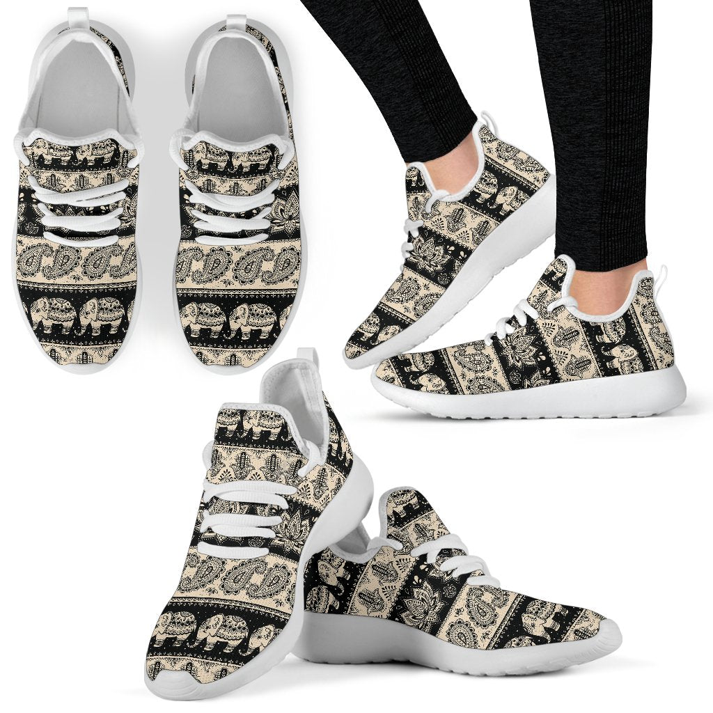 Elephant Hansa Lotus Pattern Mesh Knit Sneakers Shoes