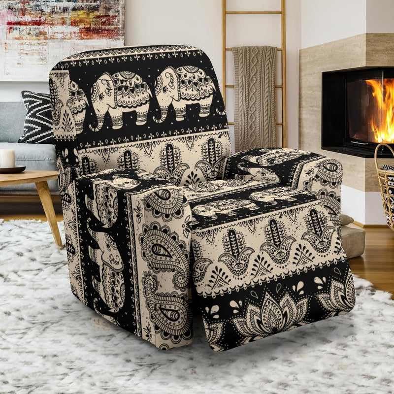 Elephant Hansa Lotus Pattern Recliner Slipcover-JORJUNE.COM