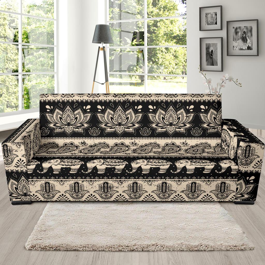 Elephant Hansa Lotus Pattern Sofa Slipcover-JORJUNE.COM