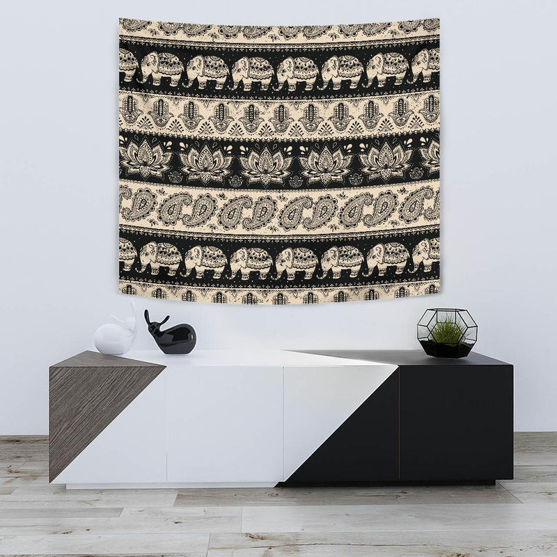 Elephant Hansa Lotus Pattern Tapestry