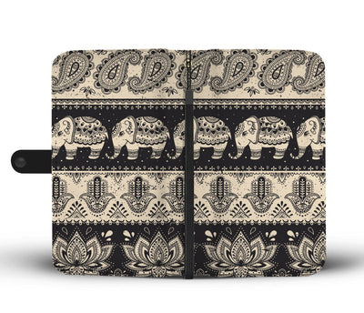 Elephant Hansa Lotus Pattern Wallet Phone Case