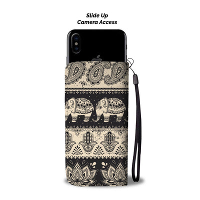 Elephant Hansa Lotus Pattern Wallet Phone Case