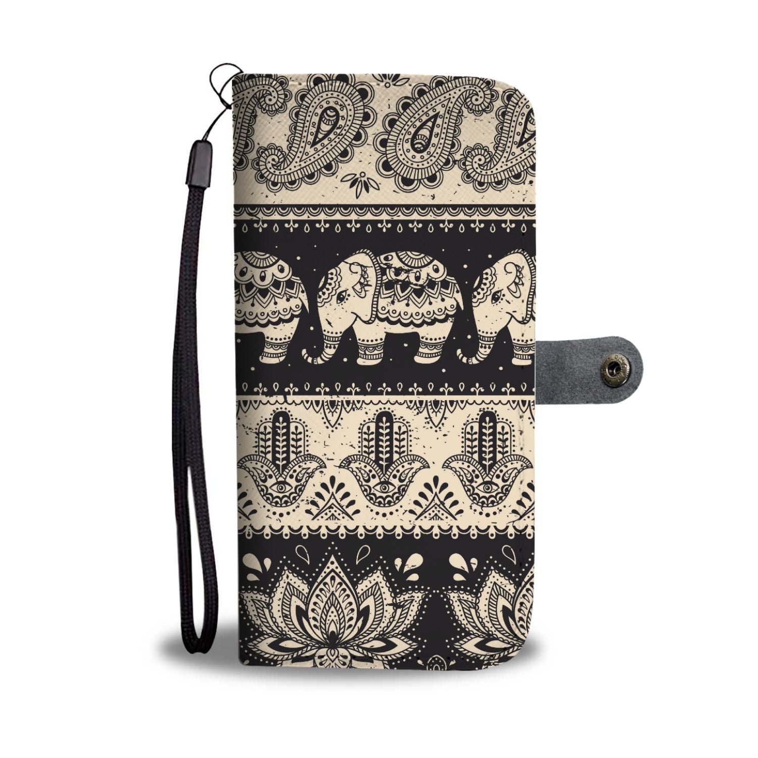 Elephant Hansa Lotus Pattern Wallet Phone Case