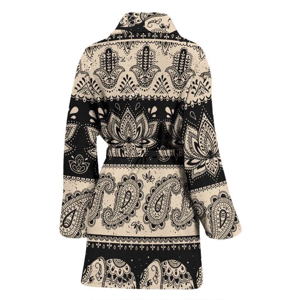 Elephant Hansa Lotus Pattern Women Bath Robe