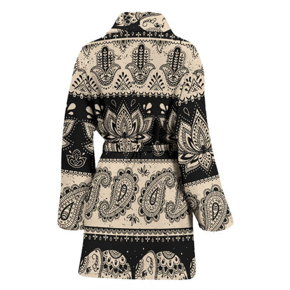 Elephant Hansa Lotus Pattern Women Bath Robe