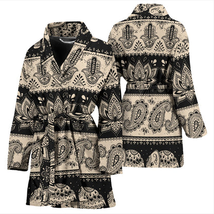 Elephant Hansa Lotus Pattern Women Bath Robe