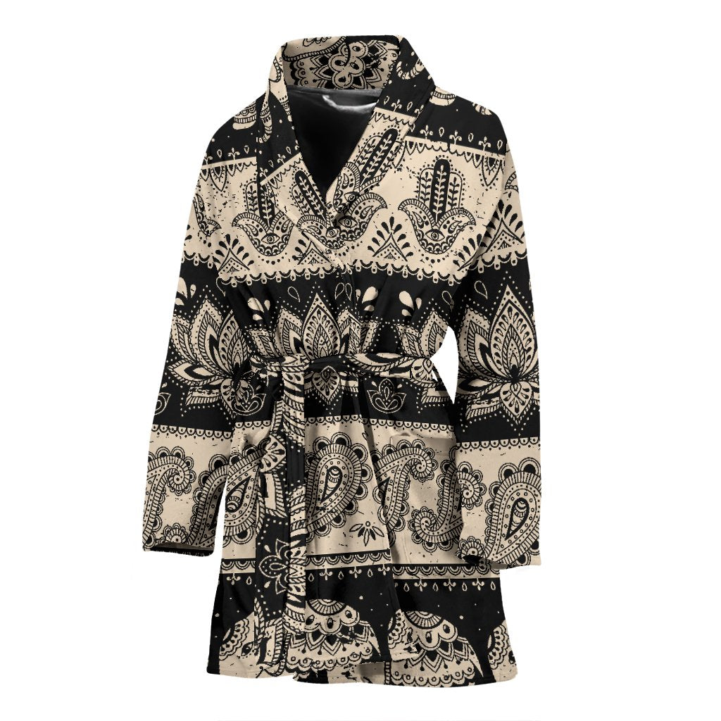 Elephant Hansa Lotus Pattern Women Bath Robe