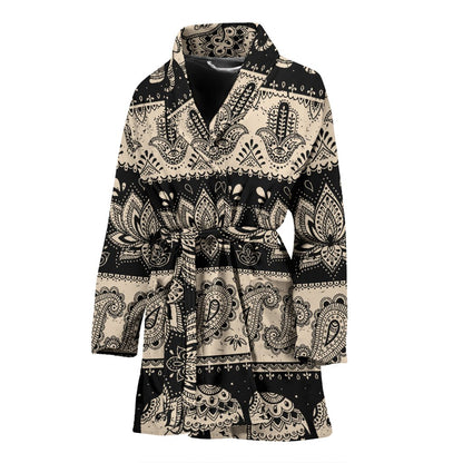 Elephant Hansa Lotus Pattern Women Bath Robe