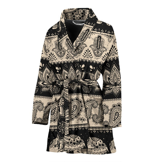 Elephant Hansa Lotus Pattern Women Bath Robe
